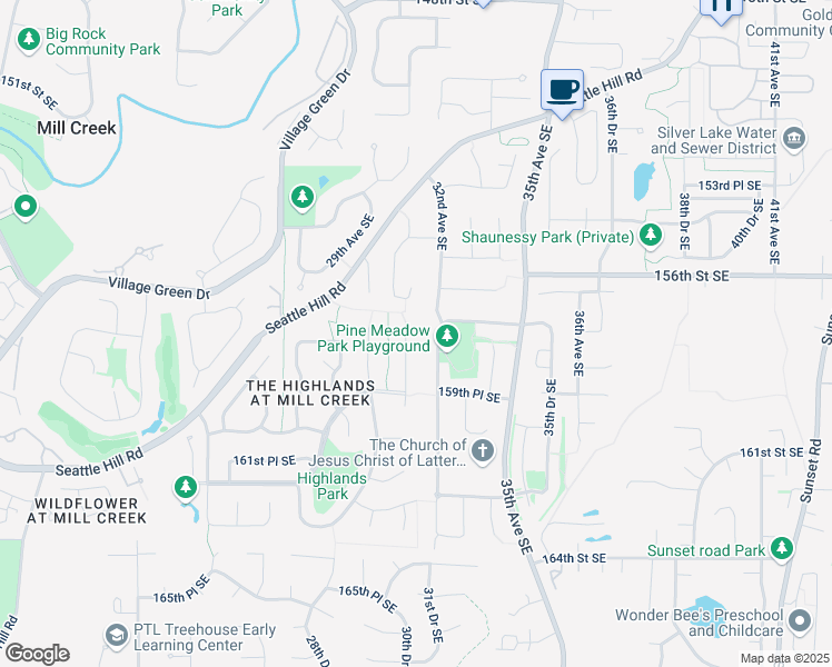 map of restaurants, bars, coffee shops, grocery stores, and more near 15809 30th Drive Southeast in Mill Creek