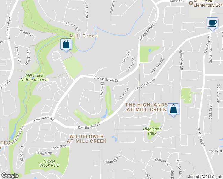 map of restaurants, bars, coffee shops, grocery stores, and more near 15718 24th Drive Southeast in Mill Creek