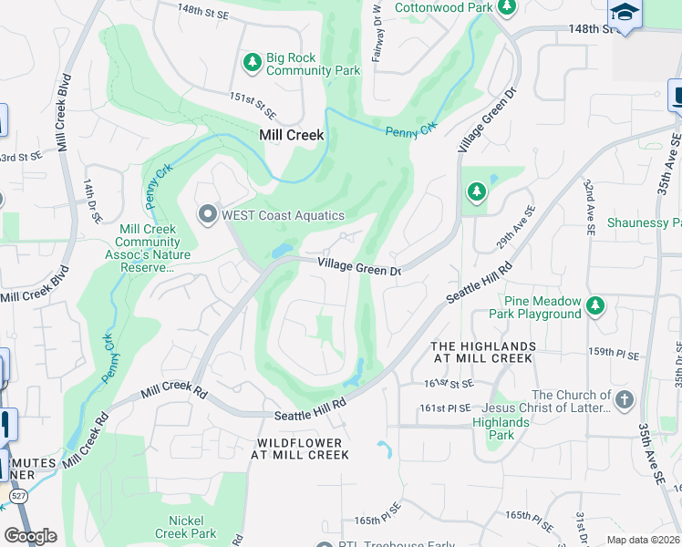 map of restaurants, bars, coffee shops, grocery stores, and more near 15620 23rd Lane Southeast in Mill Creek