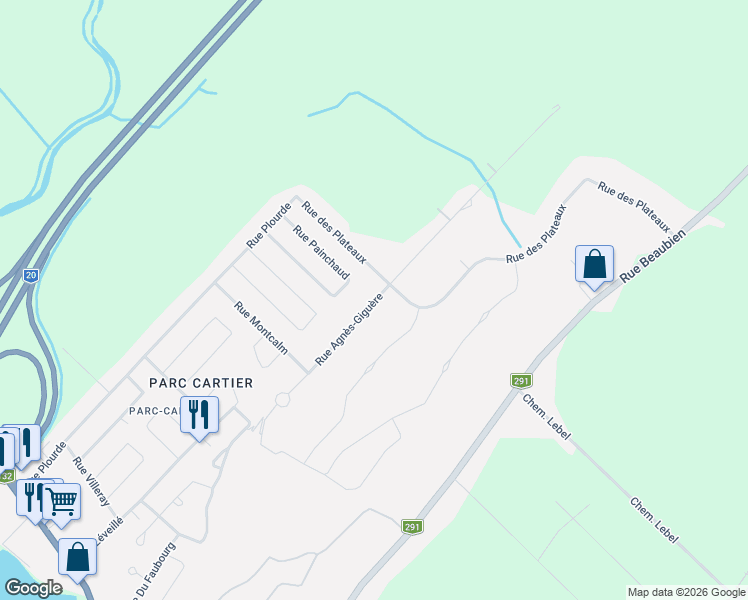 map of restaurants, bars, coffee shops, grocery stores, and more near 82 Rue Agnès-Giguère in Rivière-du-Loup