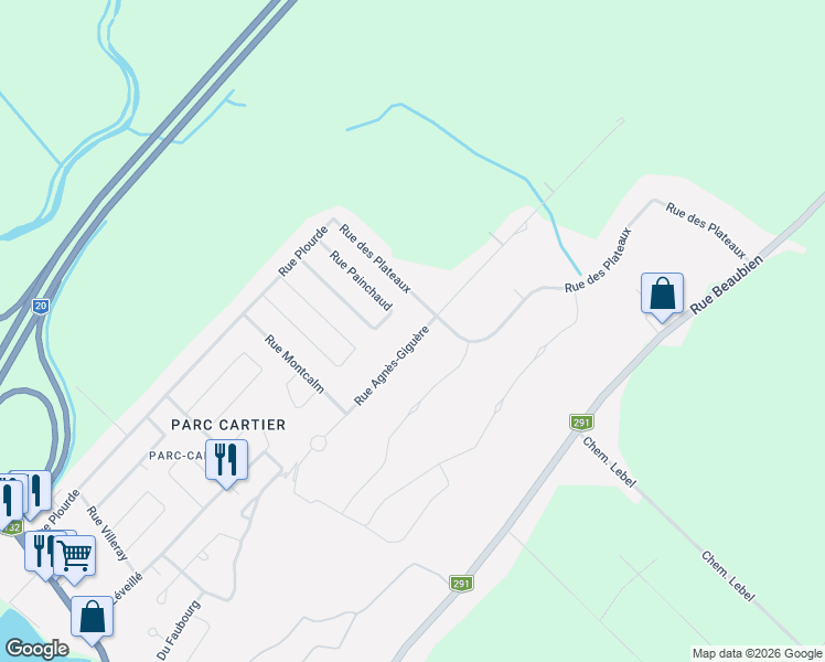 map of restaurants, bars, coffee shops, grocery stores, and more near 82 Rue Agnès-Giguère in Rivière-du-Loup