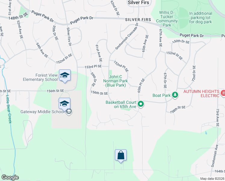map of restaurants, bars, coffee shops, grocery stores, and more near 6011 156th Street Southeast in Snohomish