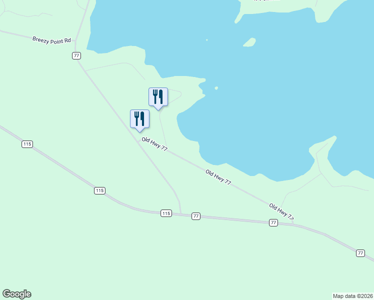 map of restaurants, bars, coffee shops, grocery stores, and more near 3127 Old Highway 77 in Tower
