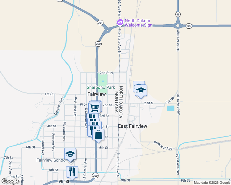 map of restaurants, bars, coffee shops, grocery stores, and more near Interstate Avenue in Fairview