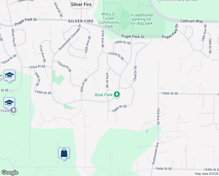 map of restaurants, bars, coffee shops, grocery stores, and more near 15602 67th Drive Southeast in Snohomish