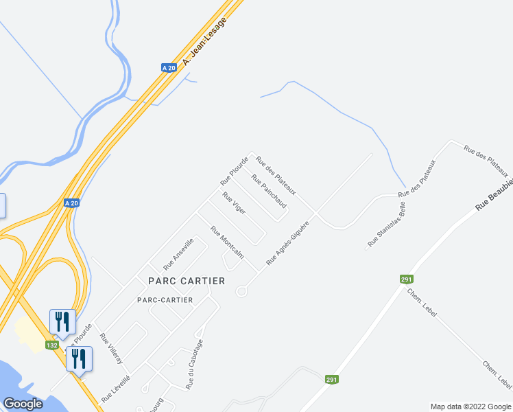map of restaurants, bars, coffee shops, grocery stores, and more near 96 Rue Painchaud in Rivière-du-Loup