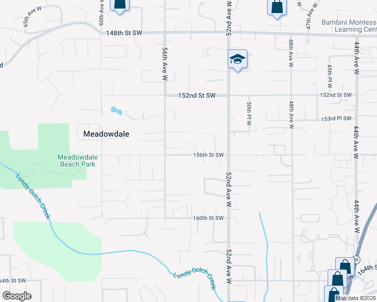 map of restaurants, bars, coffee shops, grocery stores, and more near 5501 156th Street Southwest in Edmonds
