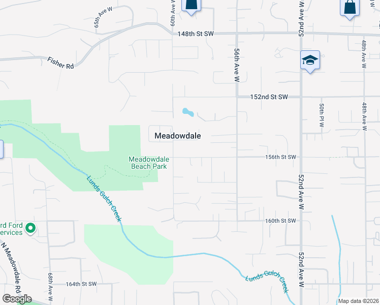 map of restaurants, bars, coffee shops, grocery stores, and more near 5829 156th Street Southwest in Edmonds