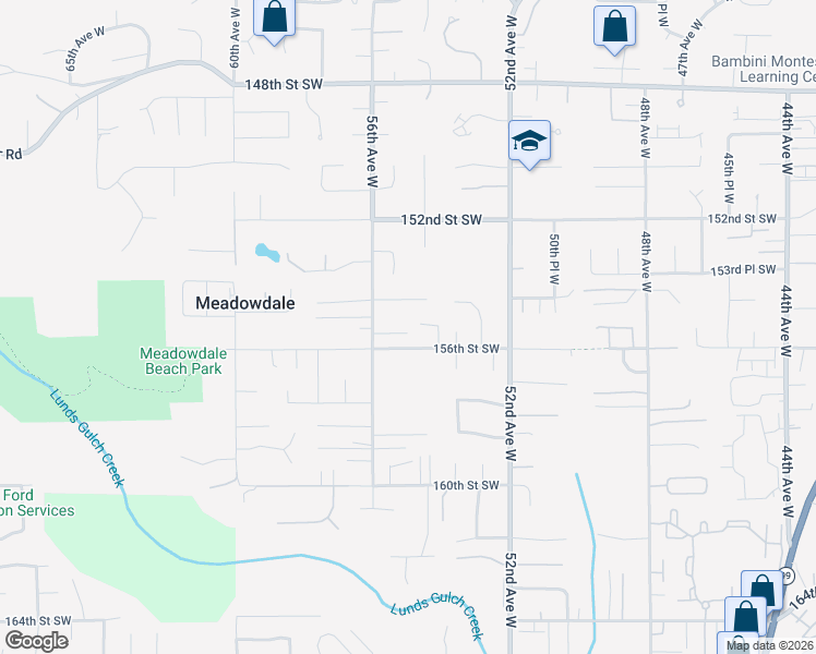 map of restaurants, bars, coffee shops, grocery stores, and more near 15519 56th Avenue West in Edmonds