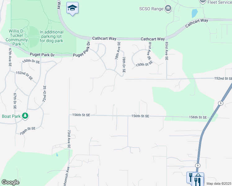 map of restaurants, bars, coffee shops, grocery stores, and more near 15317 78th Avenue Southeast in Snohomish
