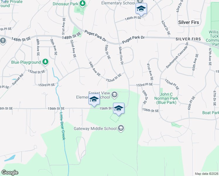 map of restaurants, bars, coffee shops, grocery stores, and more near 15223 55th Drive Southeast in Everett