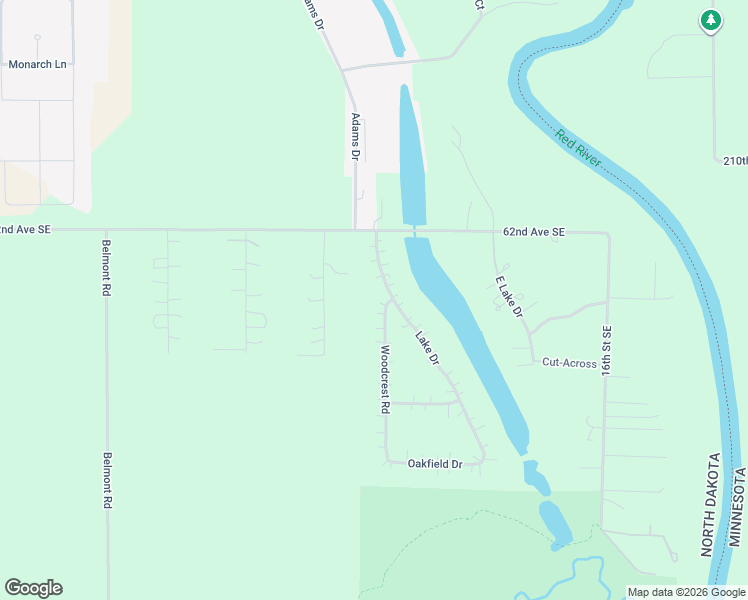 map of restaurants, bars, coffee shops, grocery stores, and more near 6300 Lake Drive in Grand Forks