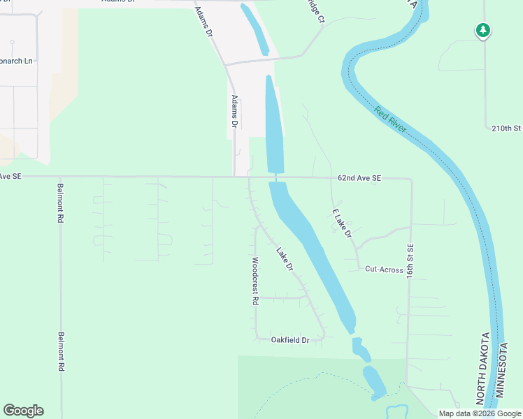 map of restaurants, bars, coffee shops, grocery stores, and more near 6310 Lake Drive in Grand Forks