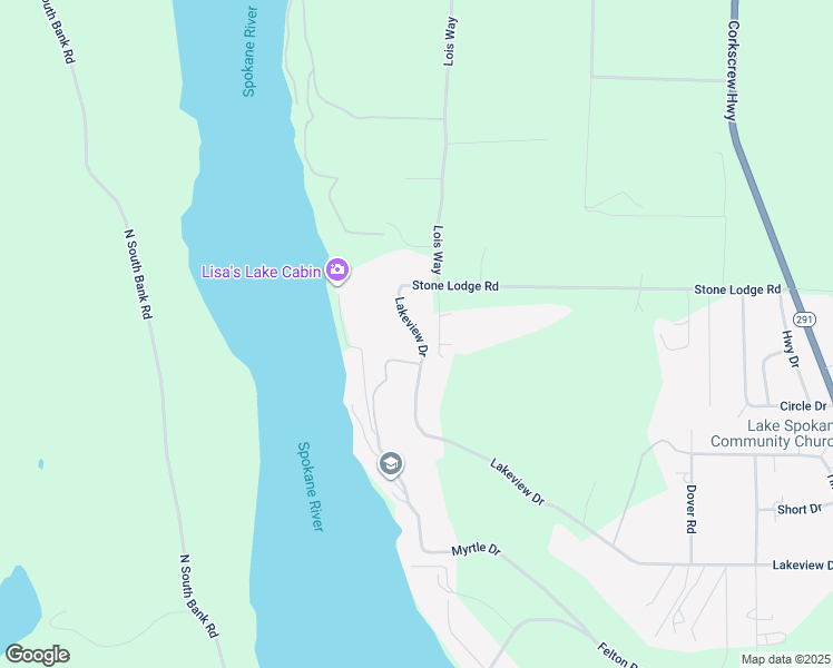 map of restaurants, bars, coffee shops, grocery stores, and more near 6515 Lakeview Drive in Nine Mile Falls
