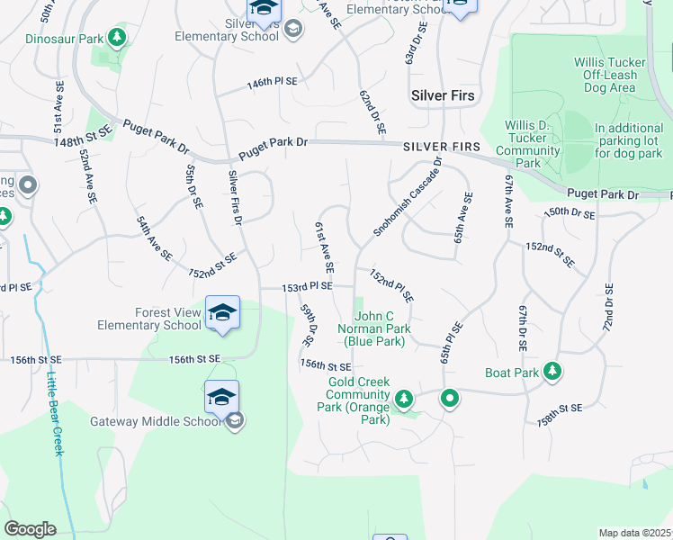 map of restaurants, bars, coffee shops, grocery stores, and more near 6030 152nd Street Southeast in Snohomish
