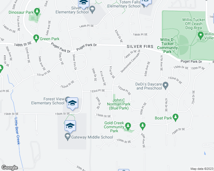 map of restaurants, bars, coffee shops, grocery stores, and more near 6030 152nd Street Southeast in Snohomish
