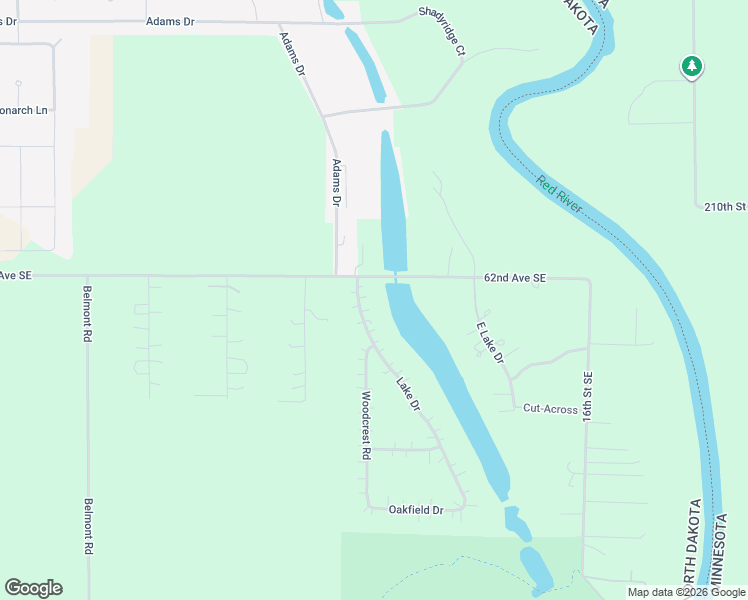 map of restaurants, bars, coffee shops, grocery stores, and more near 6310 Lake Drive in Grand Forks