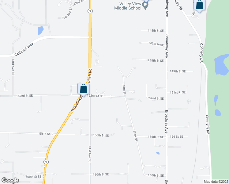 map of restaurants, bars, coffee shops, grocery stores, and more near 9323 152nd Street Southeast in Snohomish