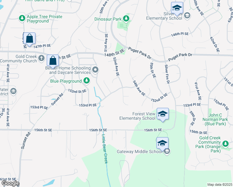 map of restaurants, bars, coffee shops, grocery stores, and more near 5104 152nd Place Southeast in Everett