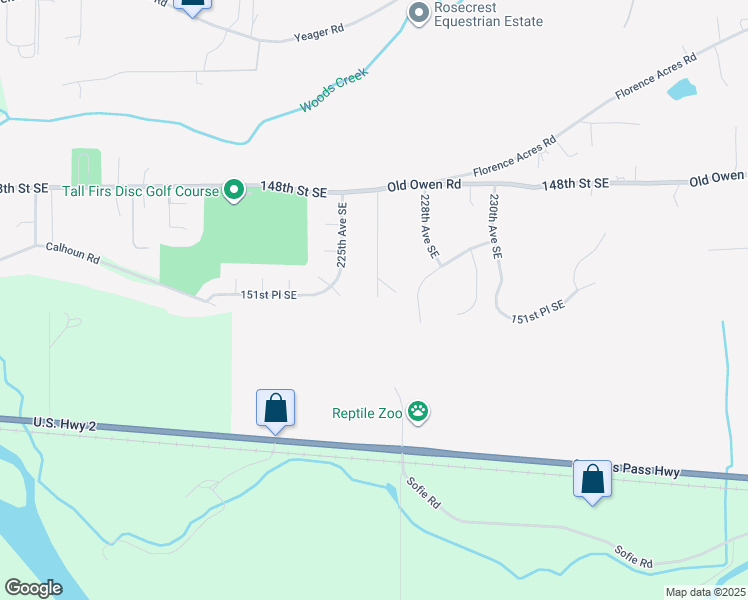 map of restaurants, bars, coffee shops, grocery stores, and more near 15118 226th Avenue Southeast in Monroe