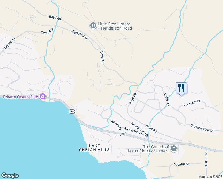 map of restaurants, bars, coffee shops, grocery stores, and more near 317 Highpoint Place in Chelan