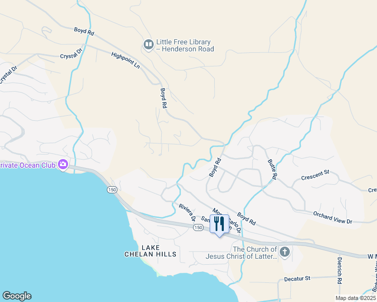 map of restaurants, bars, coffee shops, grocery stores, and more near 317 Highpoint Place in Chelan