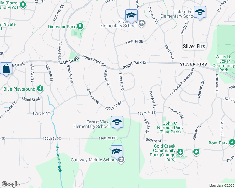 map of restaurants, bars, coffee shops, grocery stores, and more near 5708 151st Street Southeast in Everett