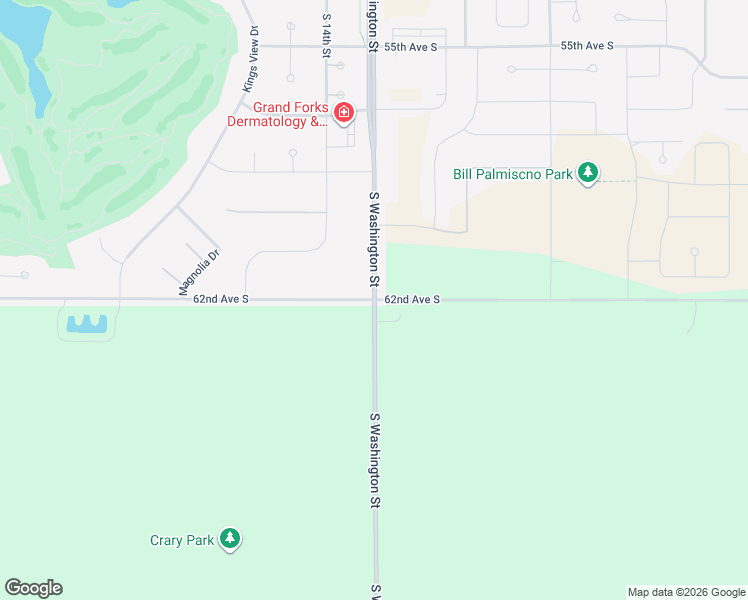 map of restaurants, bars, coffee shops, grocery stores, and more near 1701 62nd Avenue South in Grand Forks