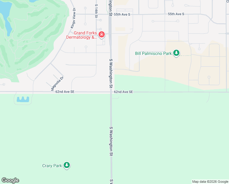 map of restaurants, bars, coffee shops, grocery stores, and more near 62nd Avenue Southeast in Grand Forks
