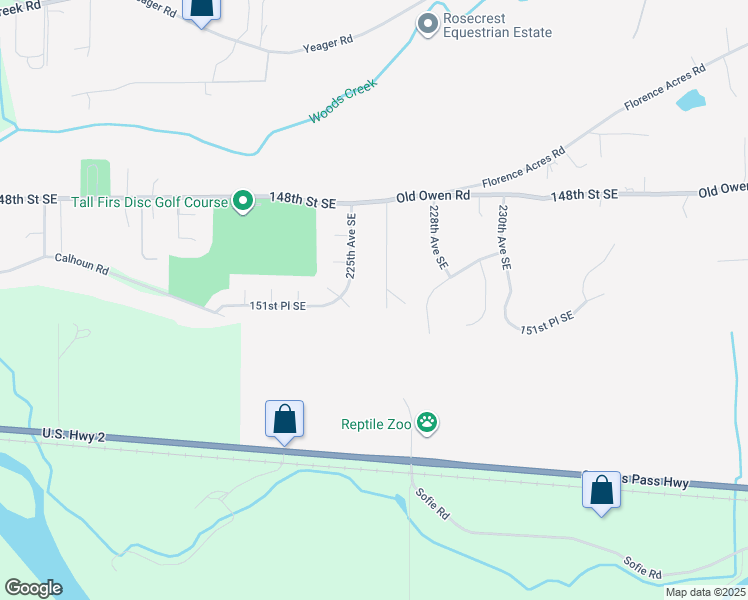 map of restaurants, bars, coffee shops, grocery stores, and more near 15118 226th Avenue Southeast in Monroe
