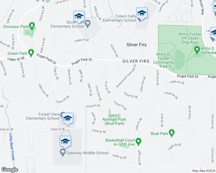 map of restaurants, bars, coffee shops, grocery stores, and more near 15029 61st Drive Southeast in Snohomish