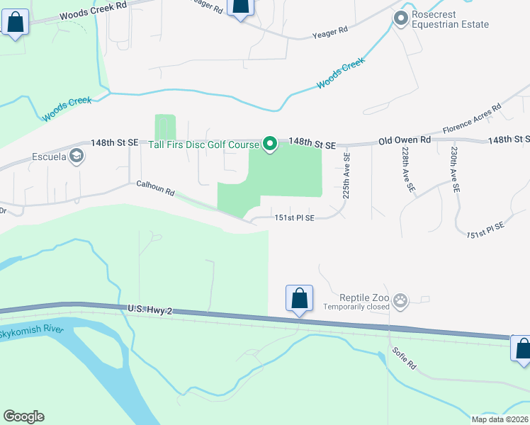 map of restaurants, bars, coffee shops, grocery stores, and more near 15108 221st Drive Southeast in Monroe