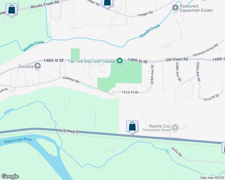 map of restaurants, bars, coffee shops, grocery stores, and more near 15108 221st Drive Southeast in Monroe