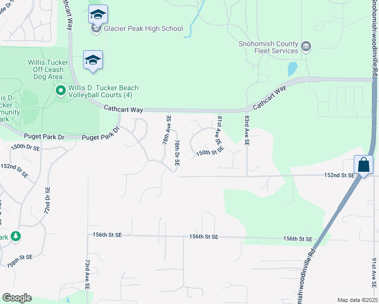 map of restaurants, bars, coffee shops, grocery stores, and more near 7925 150th Street Southeast in Snohomish