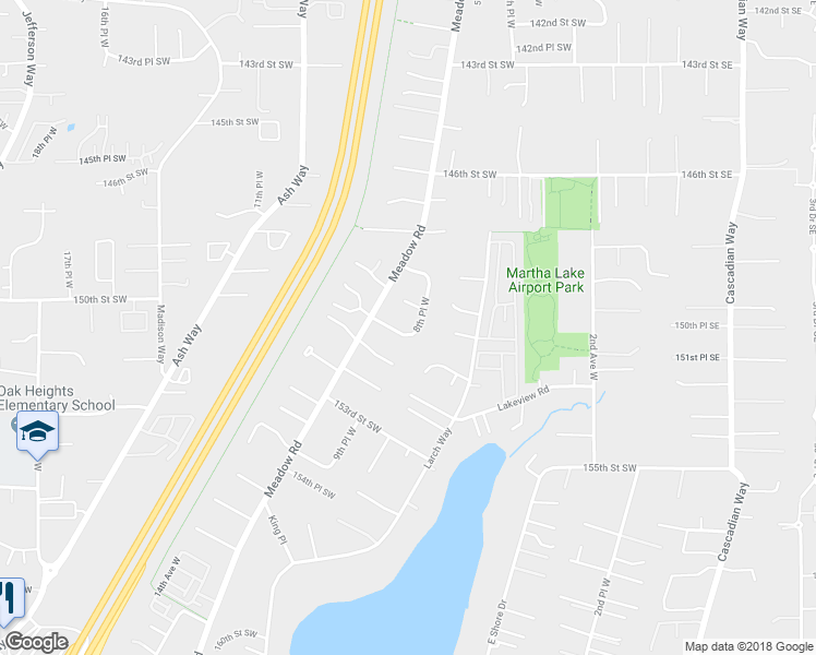 map of restaurants, bars, coffee shops, grocery stores, and more near 721 151st Street Southwest in Lynnwood