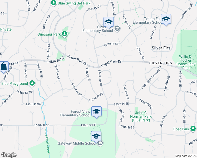map of restaurants, bars, coffee shops, grocery stores, and more near 5712 149th Street Southeast in Everett