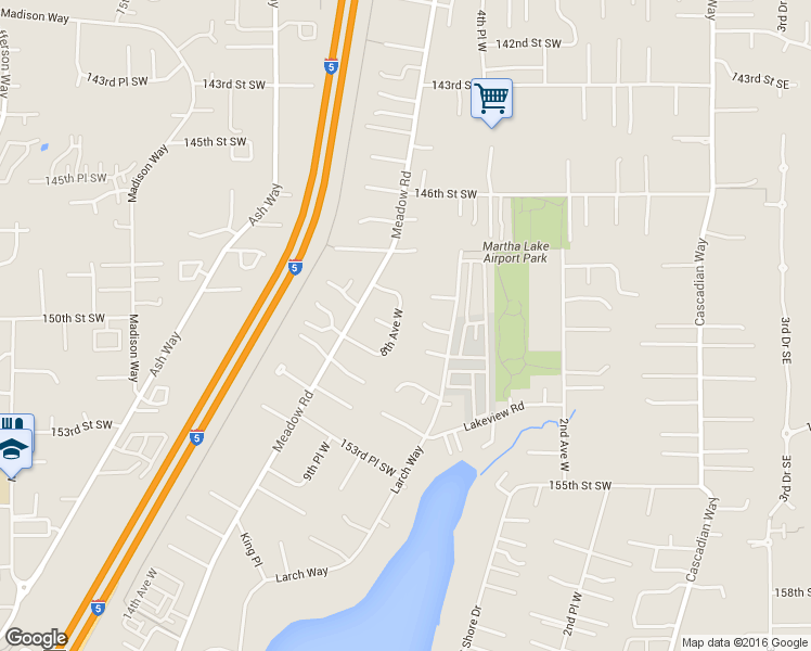 map of restaurants, bars, coffee shops, grocery stores, and more near 14929 8th Place West in Lynnwood