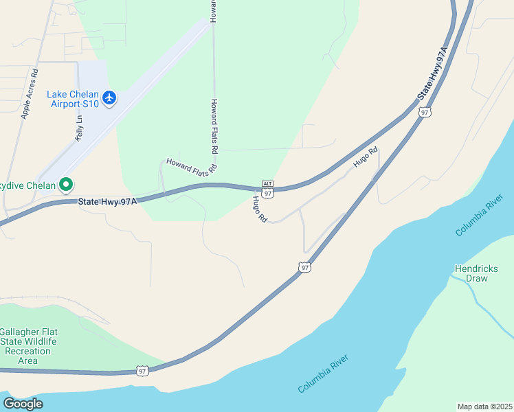 map of restaurants, bars, coffee shops, grocery stores, and more near 25 Hugo Road in Chelan