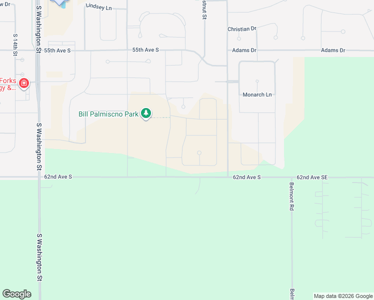 map of restaurants, bars, coffee shops, grocery stores, and more near Cottonwood Street in Grand Forks County