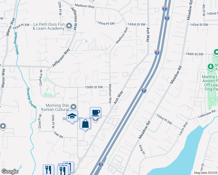 map of restaurants, bars, coffee shops, grocery stores, and more near in Lynnwood