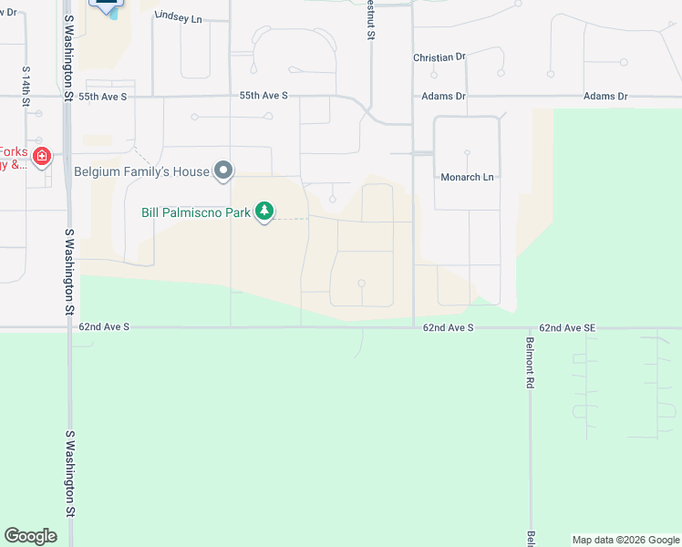 map of restaurants, bars, coffee shops, grocery stores, and more near Cottonwood Street in Grand Forks County