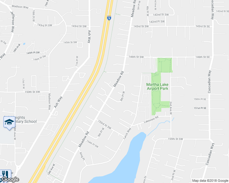 map of restaurants, bars, coffee shops, grocery stores, and more near 818 150th Street Southwest in Lynnwood