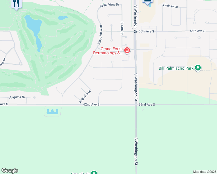 map of restaurants, bars, coffee shops, grocery stores, and more near 1700-2468 County Road 17 in Grand Forks