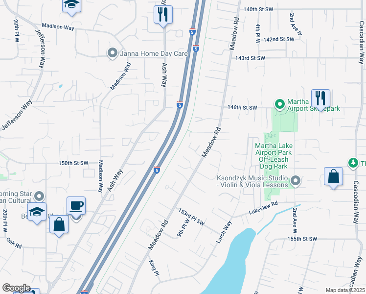map of restaurants, bars, coffee shops, grocery stores, and more near 828 148th Street Southwest in Lynnwood
