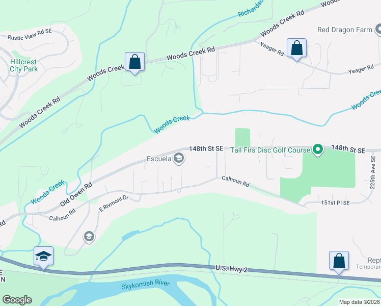 map of restaurants, bars, coffee shops, grocery stores, and more near 21320 Old Owen Road in Monroe