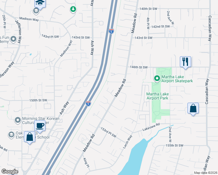 map of restaurants, bars, coffee shops, grocery stores, and more near 828 148th Street Southwest in Lynnwood