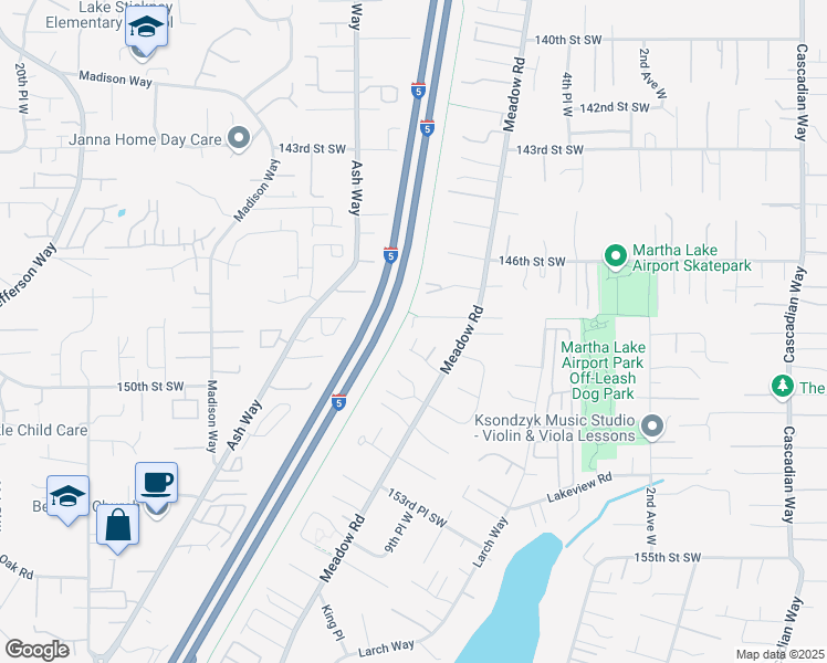 map of restaurants, bars, coffee shops, grocery stores, and more near 828 148th Street Southwest in Lynnwood
