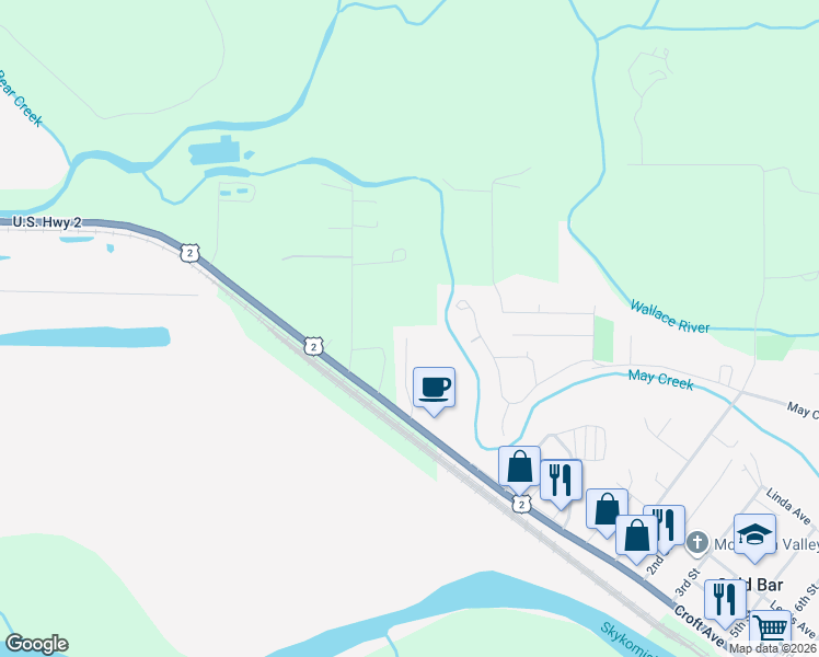 map of restaurants, bars, coffee shops, grocery stores, and more near 222 Nugget Road in Gold Bar