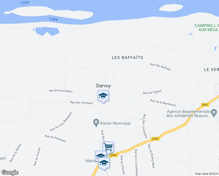 map of restaurants, bars, coffee shops, grocery stores, and more near 12 Rue de l'Église in Darvoy