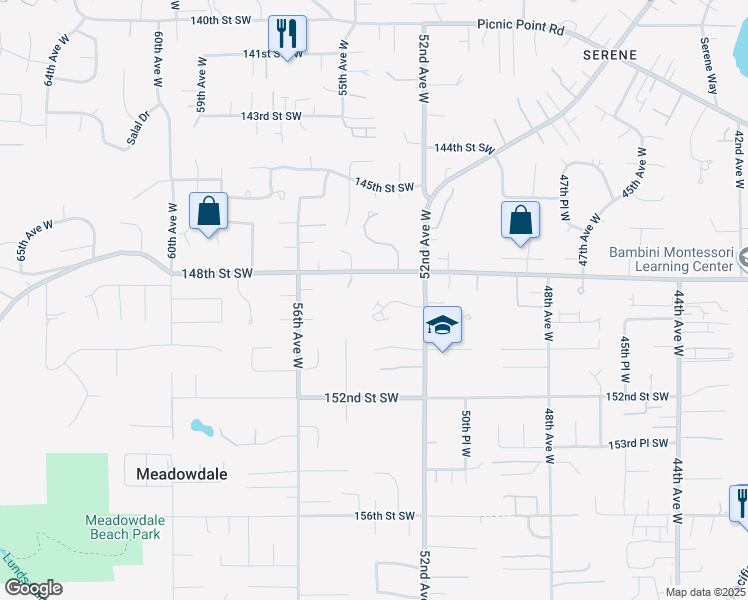 map of restaurants, bars, coffee shops, grocery stores, and more near 5315 149th Place Southwest in Edmonds